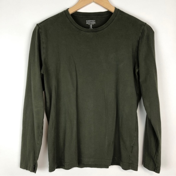 GAP Everyday 100% Cotton Long sleeve Tshirt Black Moss - Picture 1 of 8